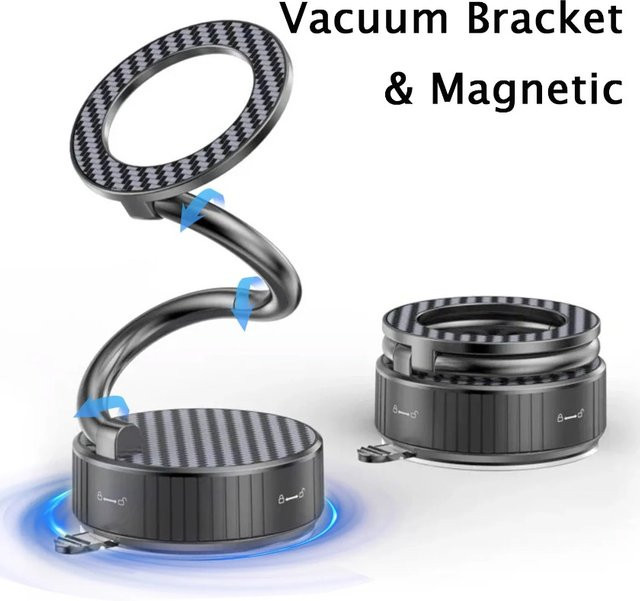 Opansten Magnetische MagSafe Auto-Halterung mit Vakuum-Saugnapf und Multi-Achsen-Einstellung für iPhone 17 bis 12 Pro Max, Schwarz - Bild 1