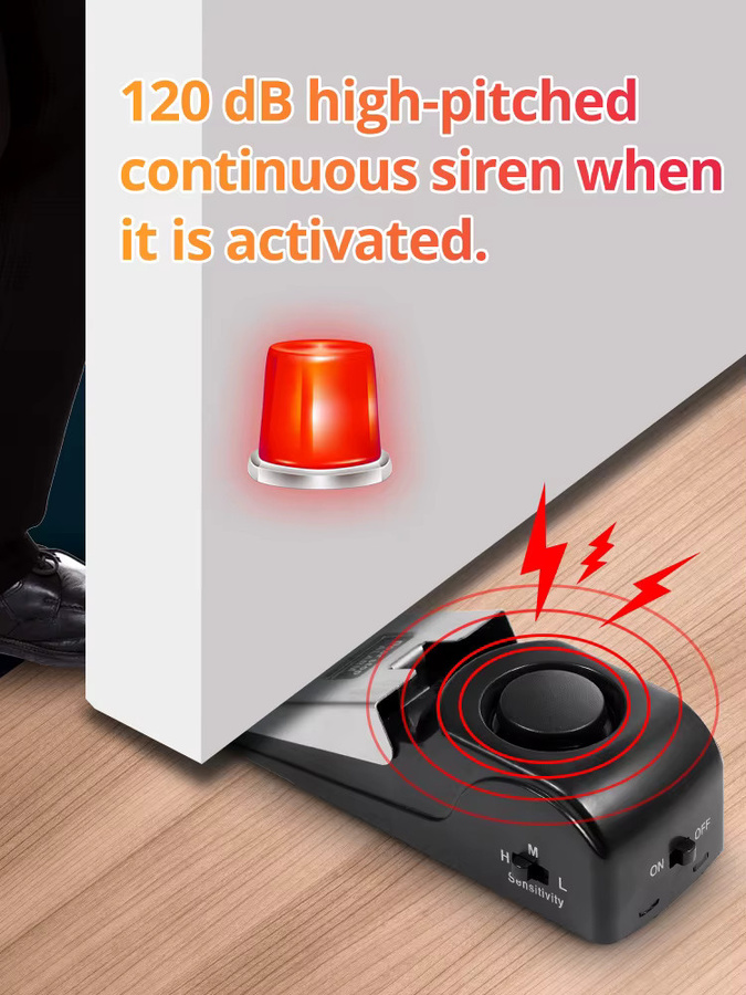 FUERS Türstopper-Alarmsystem mit 120 dB, kabellose Diebstahlsicherung und WiFi-Funktion, Schwarz - Bild 7