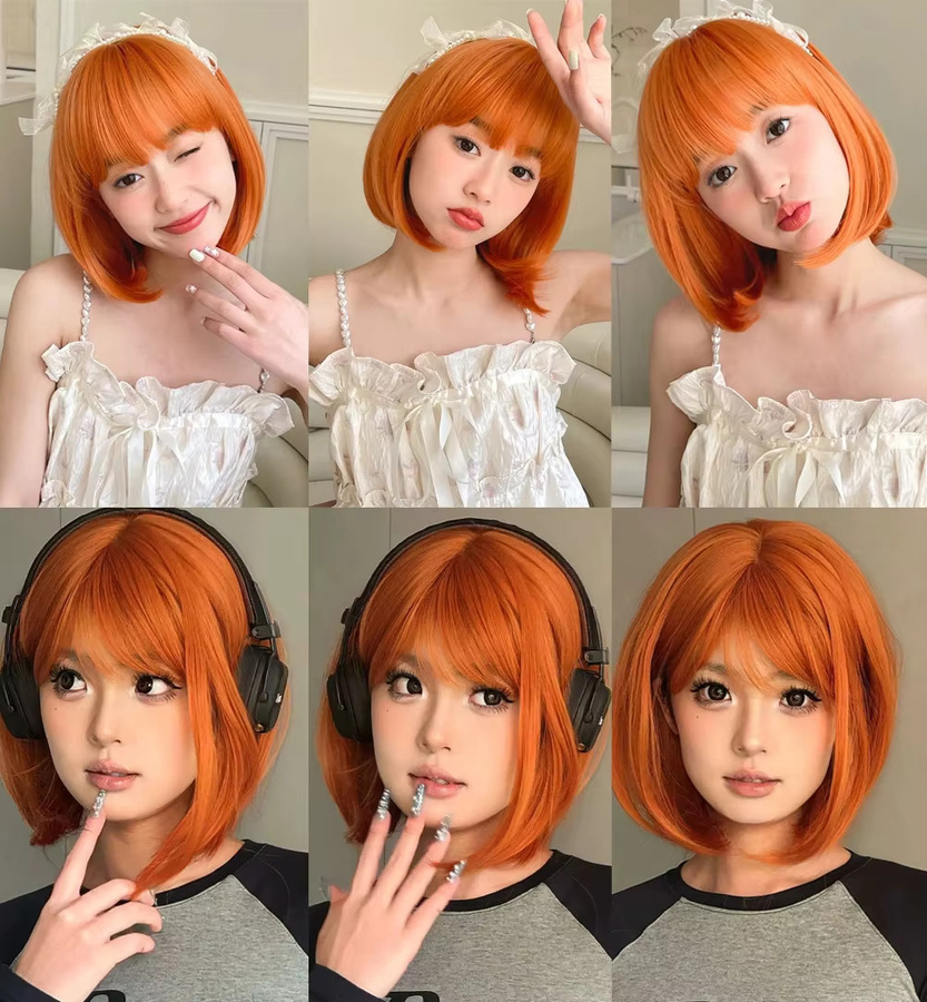 EASIHAIR Perücke, kurz und gerade, orange, Synthetik, Damen - Bild 5