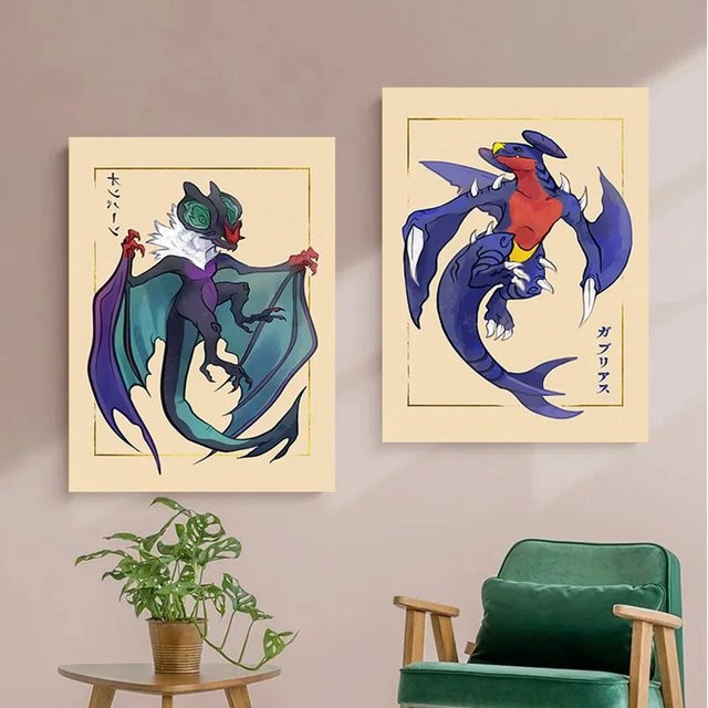 KAYOU Pokemon Anime Leinwand Poster mit Rayquaza, Pikachu, Gengar und Charizard als Wanddekoration in Mehrfarbig - Bild 1