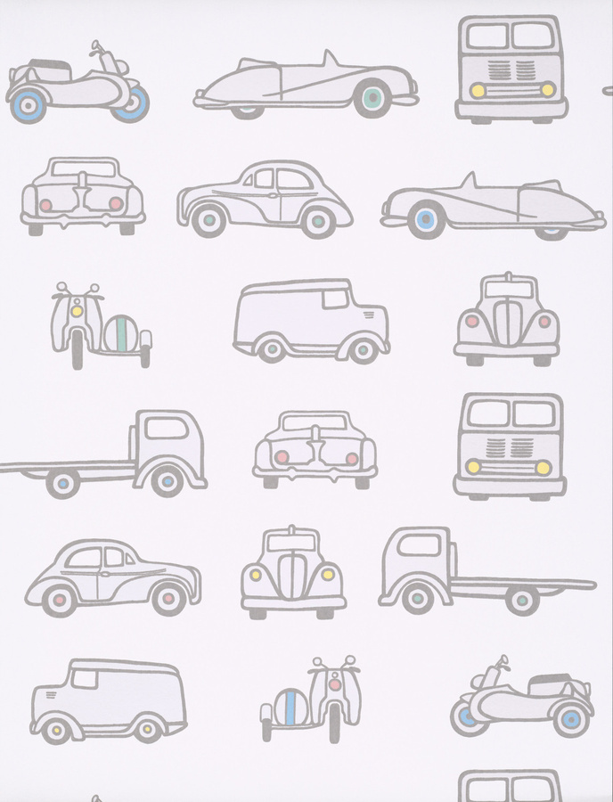 Little Greene Tapete Road Trip in French Grey mit Tiermotiven für das Kinderzimmer - Bild 1