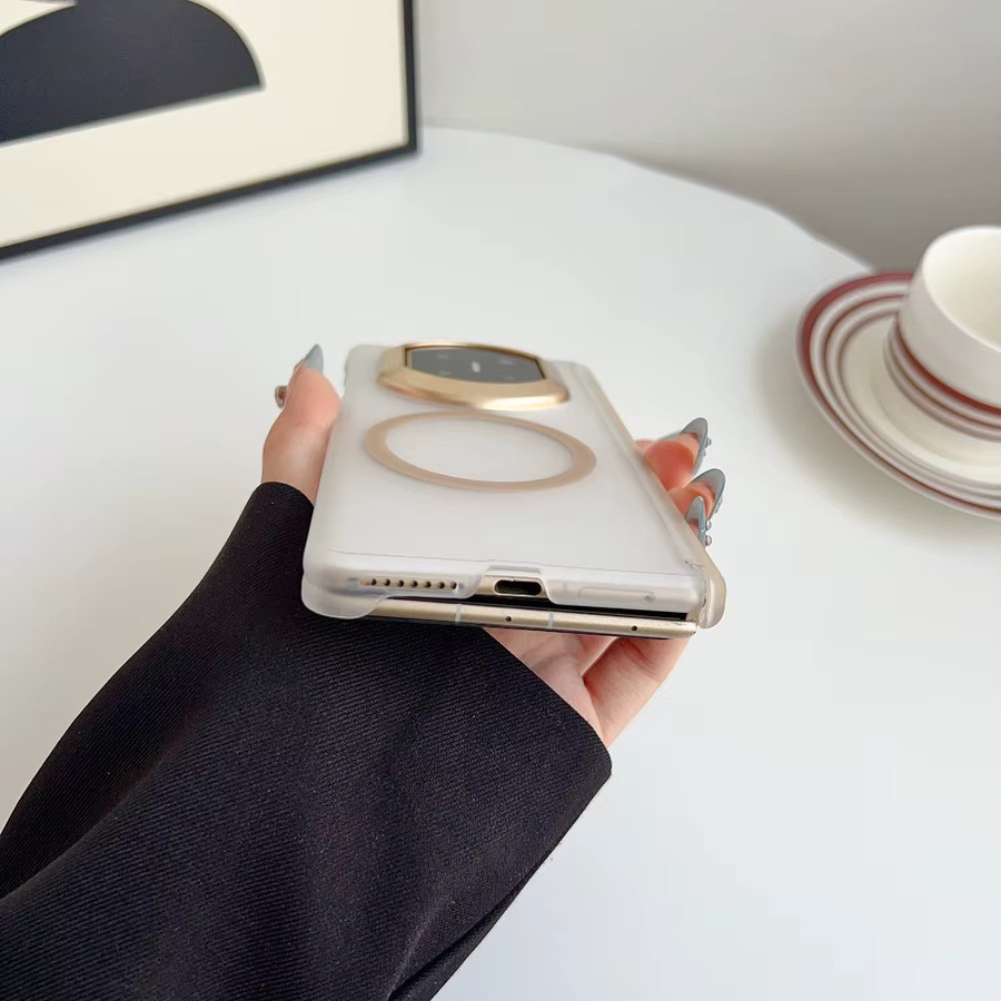 Magnetische MagSafe Schutzhülle für Huawei Mate X7 X6 X5 X3 in Transparent und Rot mit Scharnier und zentraler Achse - Bild 5