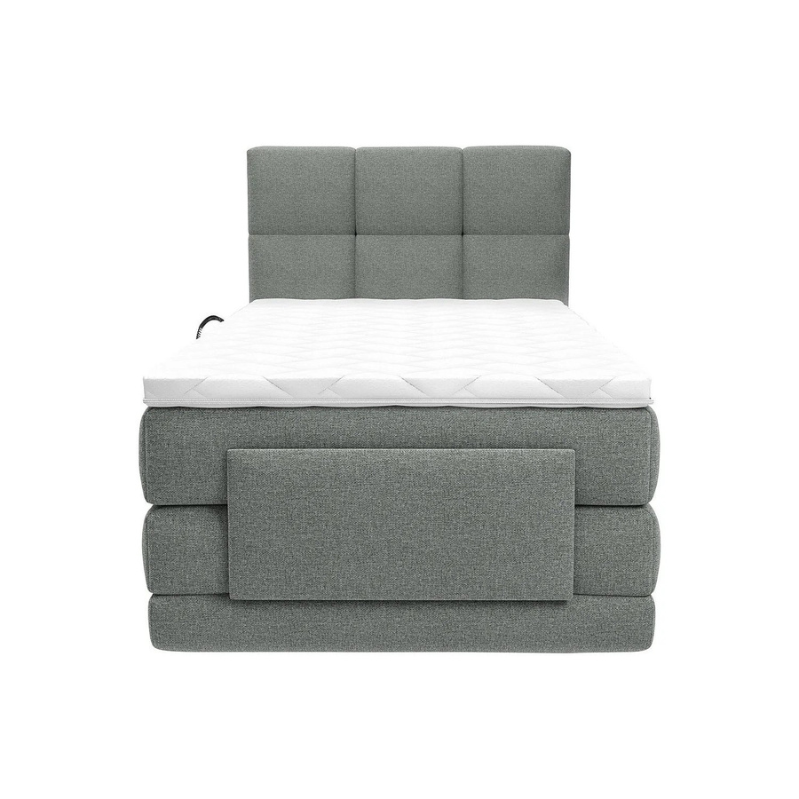 Vente-unique Boxspringbett Lodi in Lichtgrau mit verstellbarem Kopfteil und Stoffbezug, B/T: 100 x 200 cm bis 120 x 200 cm - Bild 2