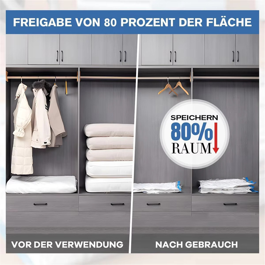 ABQR Staubsaugerbeutel für Kleidung, 10 Stück, transparent, B/H: 40 x 30 cm, wiederverwendbare platzsparende Aufbewahrungsbeutel - Bild 2