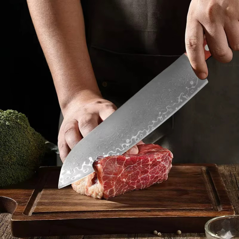 InLeung Damaskus Stahl Kochmesser mit Holzgriff für Fleisch und Sushi - Bild 4