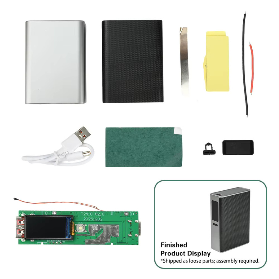 Gaqqee DIY Powerbank-Kit 22,5W mit 0,96-Zoll TFT-Farbbildschirm und Digitalanzeige, 2x 1700 mAh Batteriehalter, Tragbares Powerbank-Set - Bild 2
