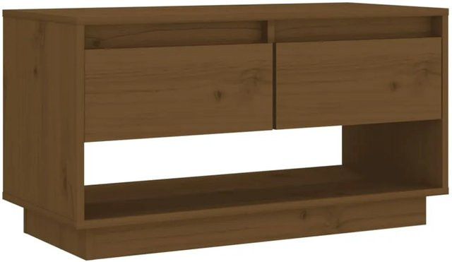 vidaXL TV-Schrank aus Kiefer-Massivholz in Honigbraun, rustikaler Fernsehtisch für dein Wohnzimmer, B/T/H: 74 x 34 x 40 cm - Bild 1