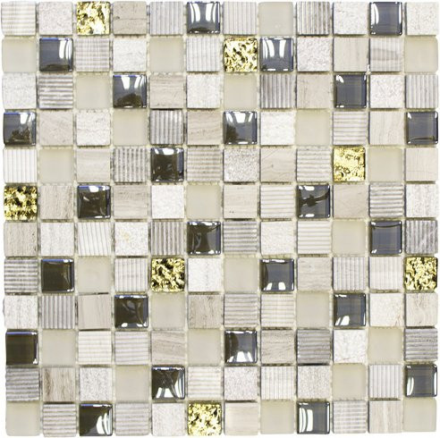 HuH Mosaik Mosaikfliese Wandbelag aus Glas in Grau, B/H: 30 x 30 cm - Bild 1