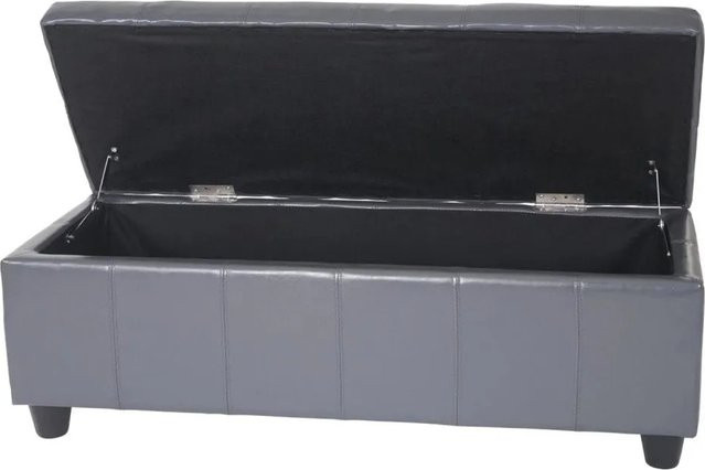 MCW Aufbewahrungs-Truhe Sitzbank Arezzo aus Leder und Kunstleder, Grau, B/T/H: 112 x 45 x 45 cm - Bild 2