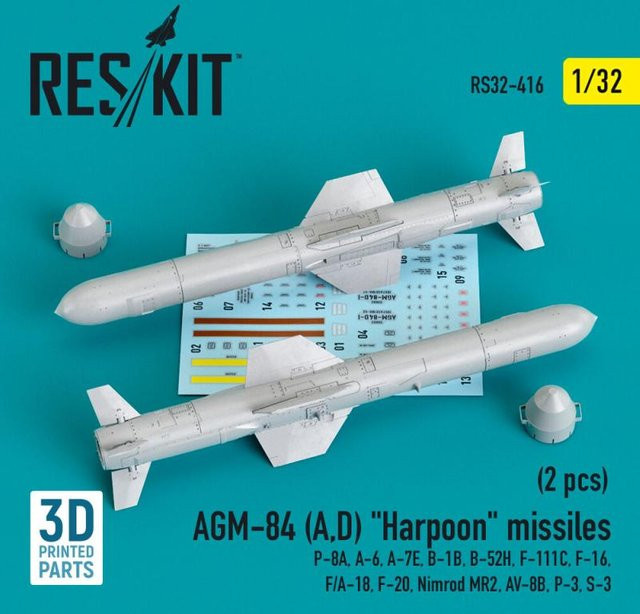 ResKit Models AGM-84 Harpoon Missiles, Fahrzeuge, 2-teiliges Set, 1:32 - Bild 1