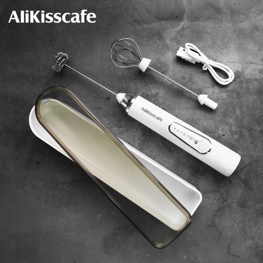 AliKisscafe Elektrischer Kaffee-Milchaufschäumer in Schwarz, Wiederaufladbarer Milchmixer für Cappuccino, Latte und Espresso - Bild 6