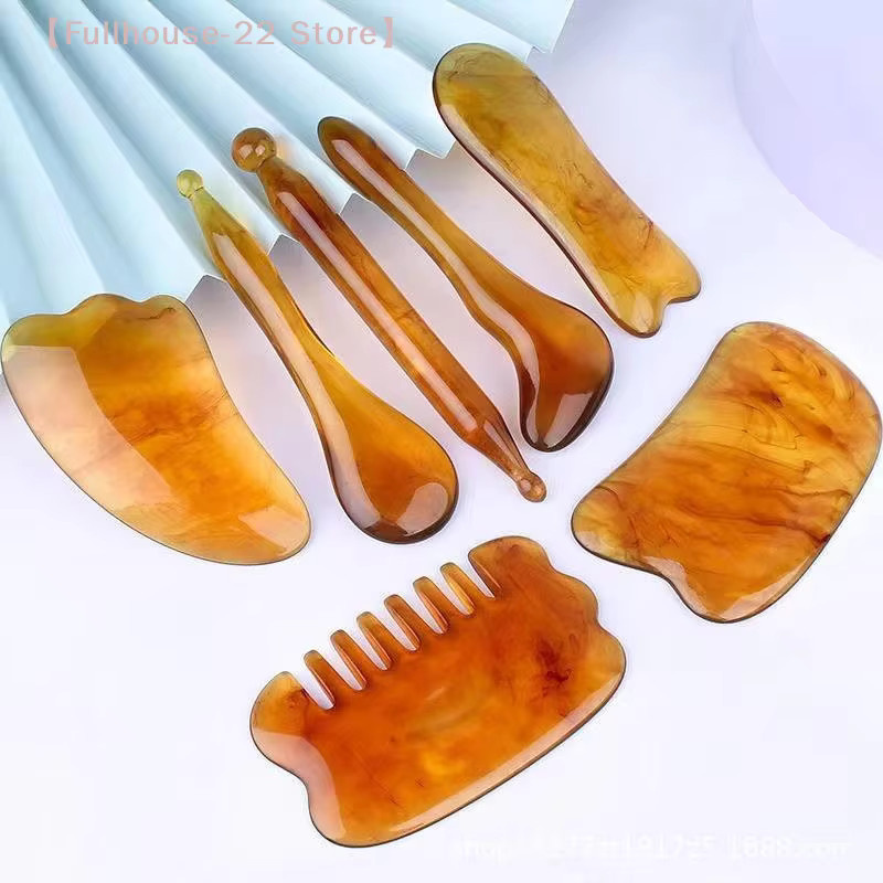 Heabety Guasha-Massage-Set aus Bernstein, 7-teilig, Unisex, Gesicht und Körper - Bild 2
