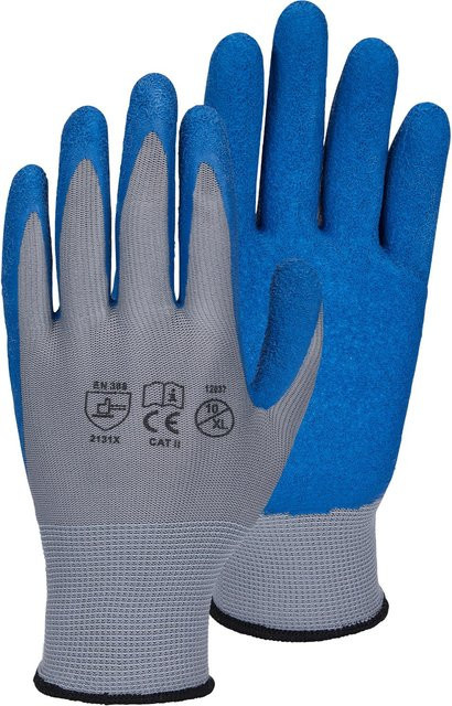 Workpower Handschuhe Nox 6er-Pack Grau-Blau Gr. 8 mit Latexbeschichtung und EN 388 Schutzstandard - Bild 1