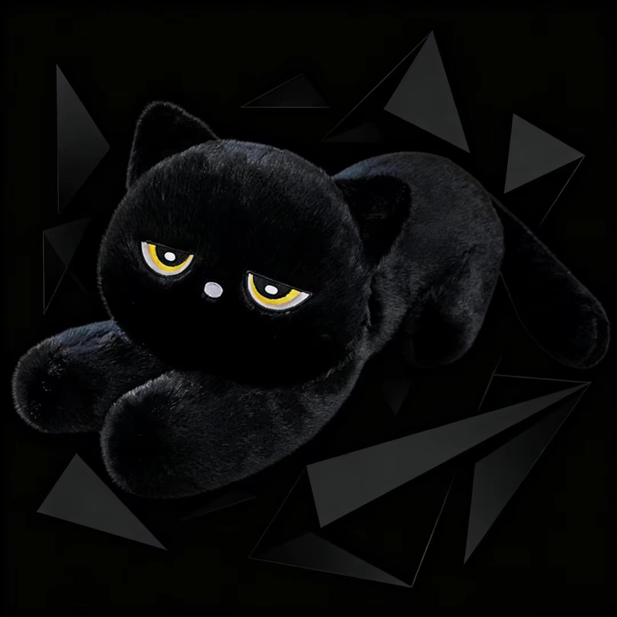 BOOKFONG Schwarzes Katzen-Plüschtier, Schwarz, Round - Bild 2