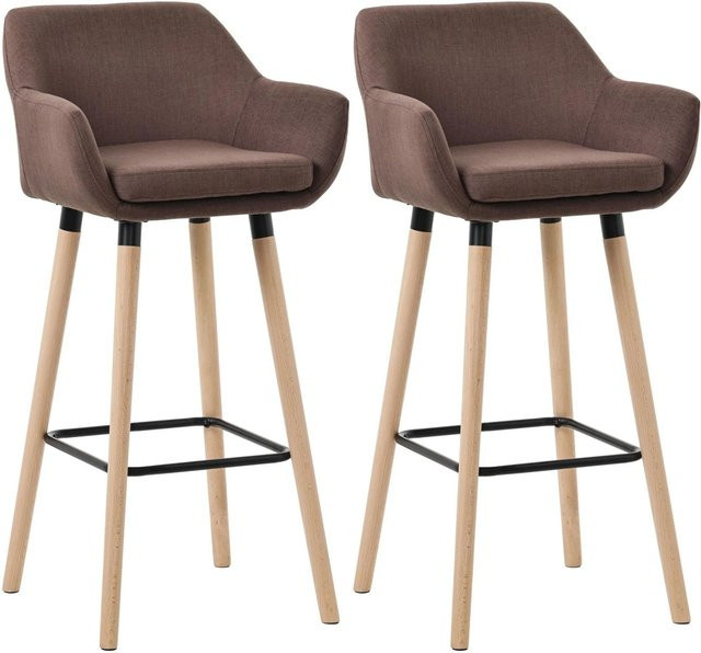 2er Set Barhocker DELUKE MIRID in Coffee mit Lehne und Stoffbezug, B/T/H: 51 x 50 x 101 cm - Bild 1