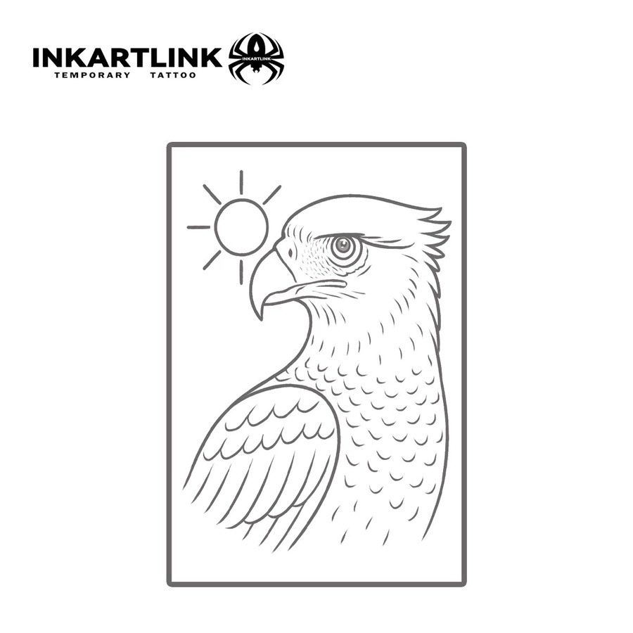 INKARTLINK Simple Lines Eagle Sun Tattoo-Aufkleber, wasserfest - Bild 3