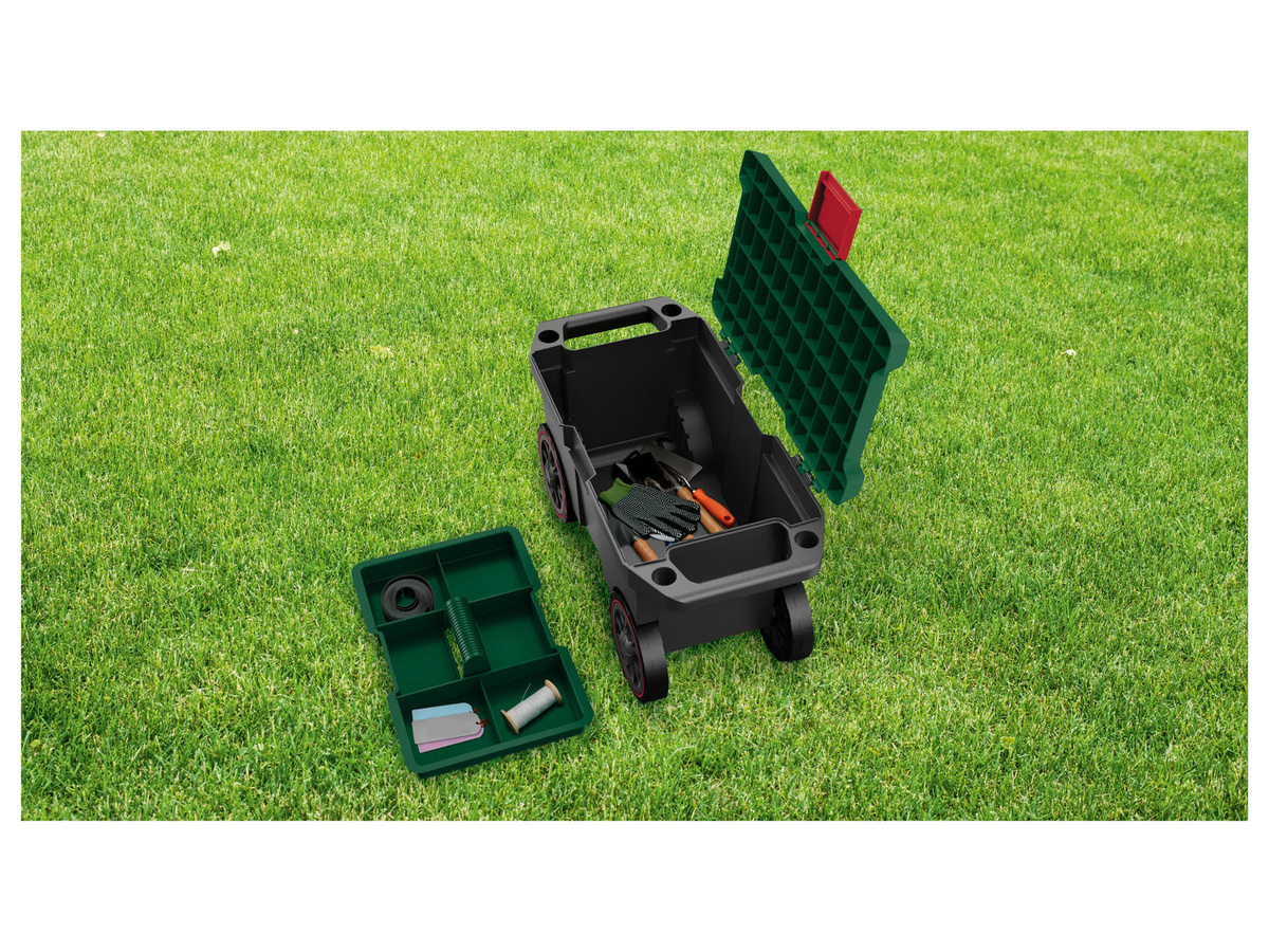 PARKSIDE Mobiler Gartenhocker aus recyceltem Polypropylen mit Rollen und integriertem Staukissen für Garten und Gewächshaus - Bild 2