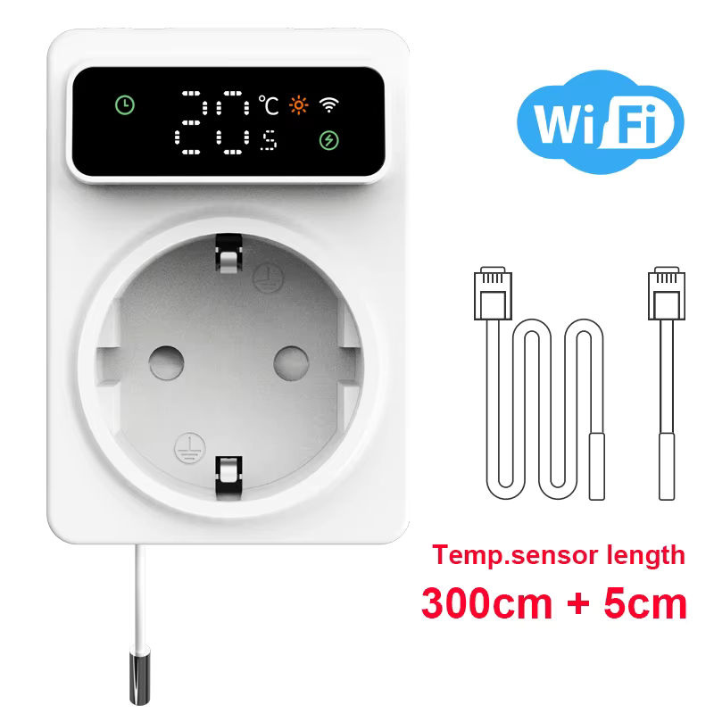 EZAIOT Tuya Wifi Digital Thermostat Steckdose 16A mit 3M NTC Sensor in Weiß - Bild 6
