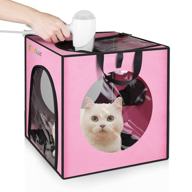FUNADD Haustier-Badetrocknungsbox tragbar und faltbar für Hunde bis 5 kg in Blau oder Pink, B/T: 40 x 40 cm - Bild 1