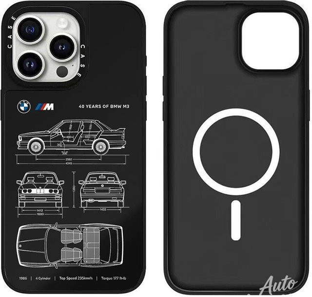 BMW M Power MagSafe Handyhülle für iPhone 17 16 15 14 13 12 Pro Max, stoßfeste magnetische Schutzhülle in Schwarz mit Aufkleber - Bild 1