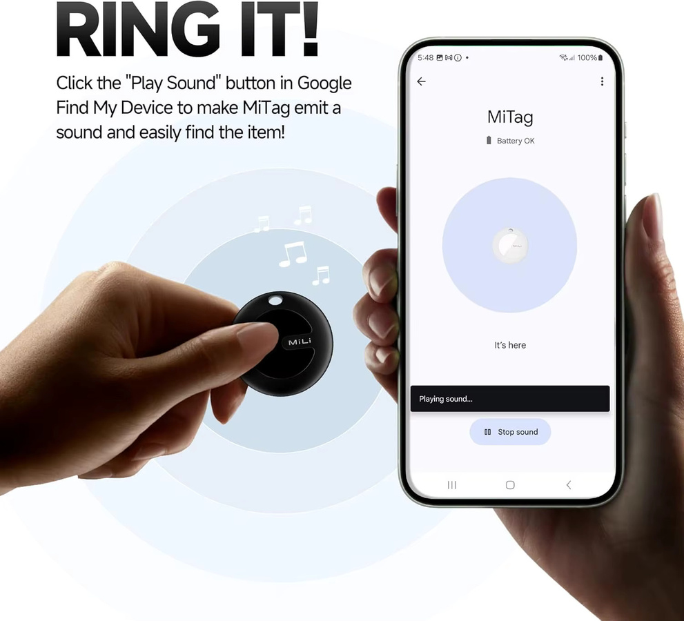 MiLi Smart Bluetooth Tracker Item Finder in Schwarz für Android und Google Find My Device zur Ortung von Schlüsseln, Gepäck und Rucksäcken - Bild 4