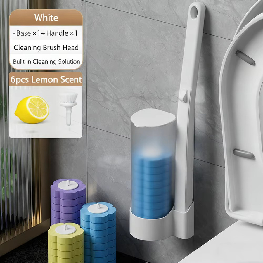Untior Einweg-Toilettenbürste Wandmontiert mit austauschbarem Bürstenkopf in Weiß - Bild 2