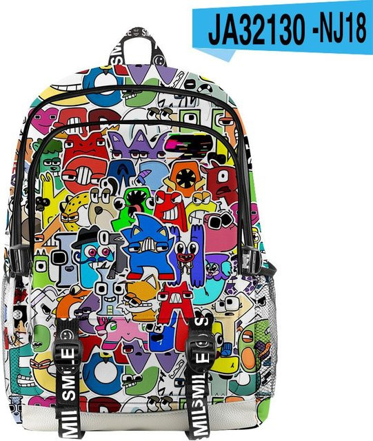 Alphabet Lore Schultasche von Fancy Style Studio, wasserdichter 3D-Druck Rucksack für Schüler, Unisex, Mehrfarbig - Bild 1