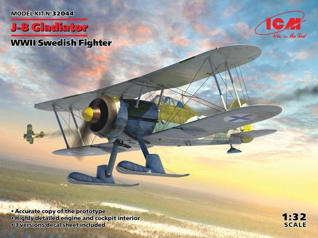 ICM J-8 Gladiator, WWII Swedish Fighter, Modellfahrzeug, 1:32 - Bild 1