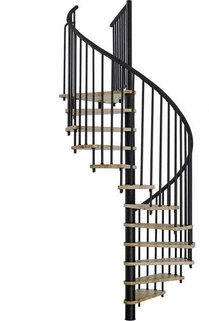 Minka Spindeltreppe Spiral Effect in Eiche Schwarz mit einem Durchmesser von 160 cm für eine Raumhöhe bis 305 cm - Bild 1