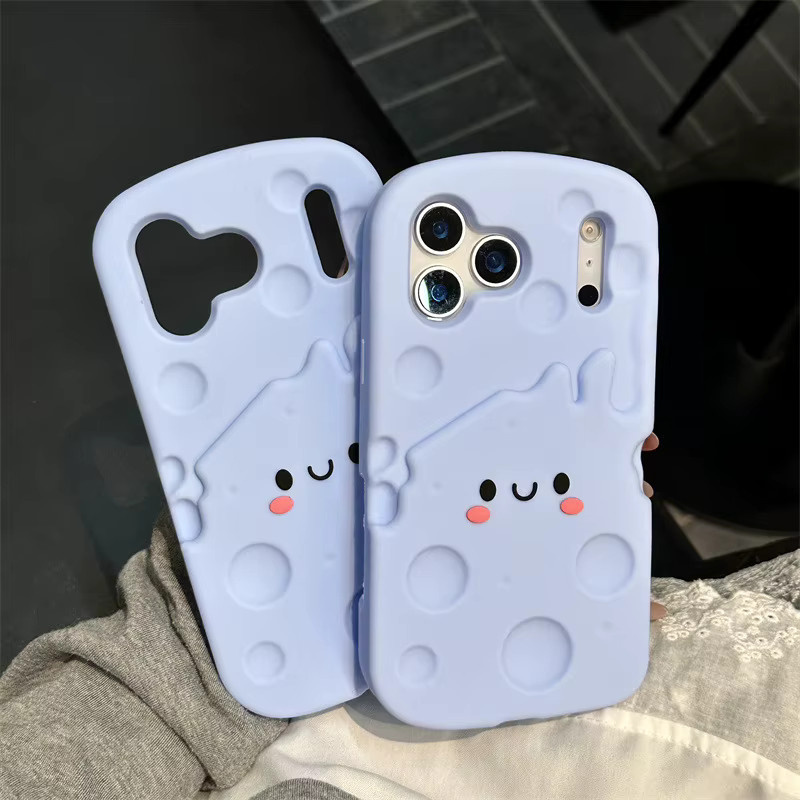 MUQGEW Handyhülle aus weichem Silikon mit blauem Käse-Design für iPhone 17 16 15 14 13 Pro Max Plus – Kawaii stoßfeste Schutzhülle in Blau - Bild 2