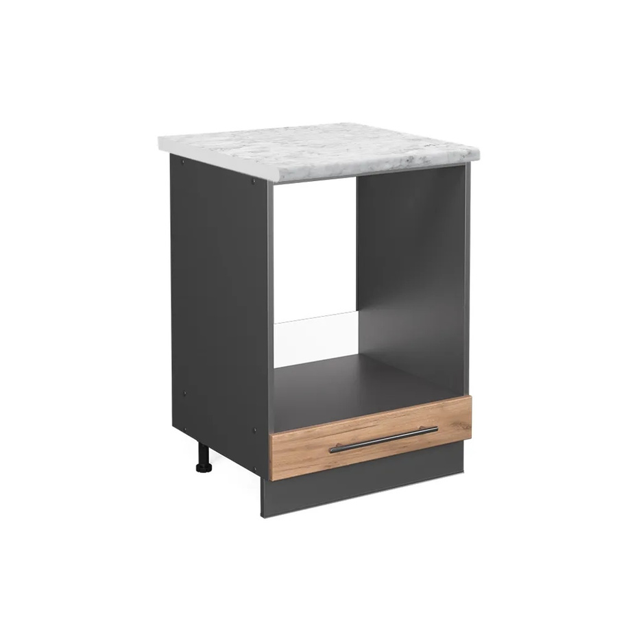 Vicco Herdumbauschrank Fame-Line Goldkraft Eiche/Anthrazit mit Marmor-Optik, Breite: 60 cm, Höhe: 82 cm, Tiefe: 60 cm - Bild 2