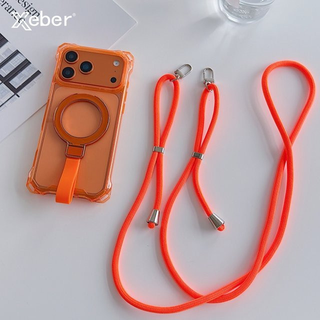 Xeber Magnetische Halterungshülle für iPhone 11 bis iPhone 17 Pro Max, luftstoßfest mit Umhängeband und Lanyard, Farbe: Blau - Bild 1