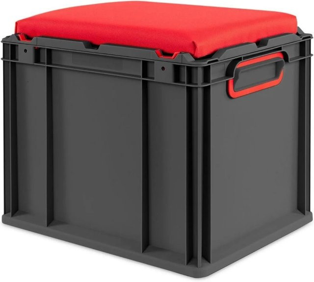 PROREGAL Eurobox Nextgen Seat Box Sitzbox in Rot-Schwarz, H x B x T: 36,5 x 30 x 40 cm, 30 Liter - Bild 1