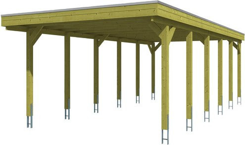 Skan Holz Carport Friesland imprägniert grün B/T: 397 x 860 cm, Höhe: 241 cm - Bild 3