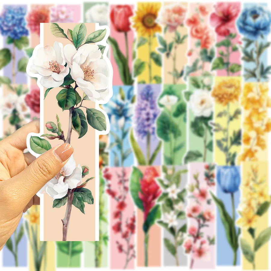 30 Stück Blumen Lesezeichen aus Papier in Multicolour für DIY-Dekoration und Schule - Bild 1
