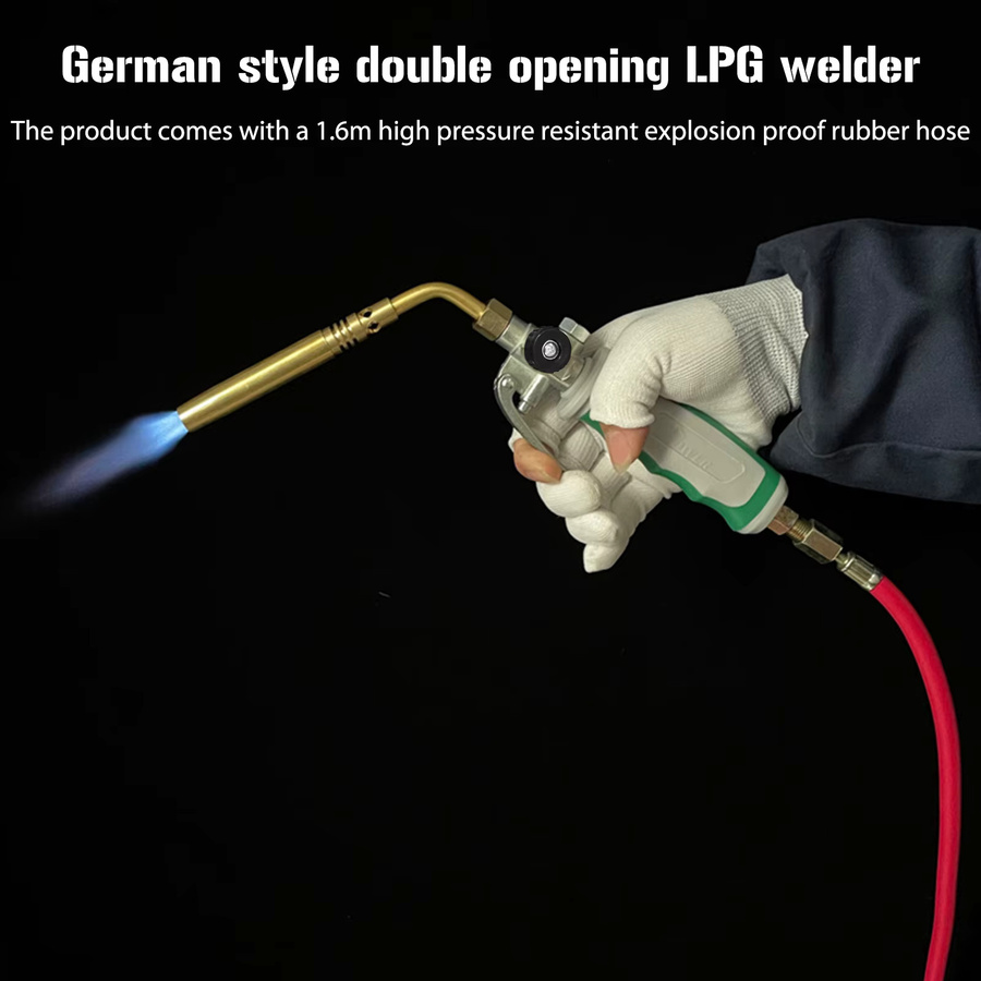 APWIKOGER Tragbarer Flüssiggasbrenner mit Doppelhalter und 1,6 m Gummischlauch, Multicolour - Bild 2
