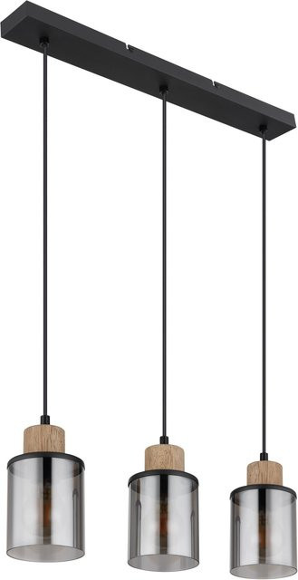 Globo Pendelleuchte Reid 3-flammig aus Metall in Schwarz Matt mit Glasschirm und E27 Fassung - Bild 1