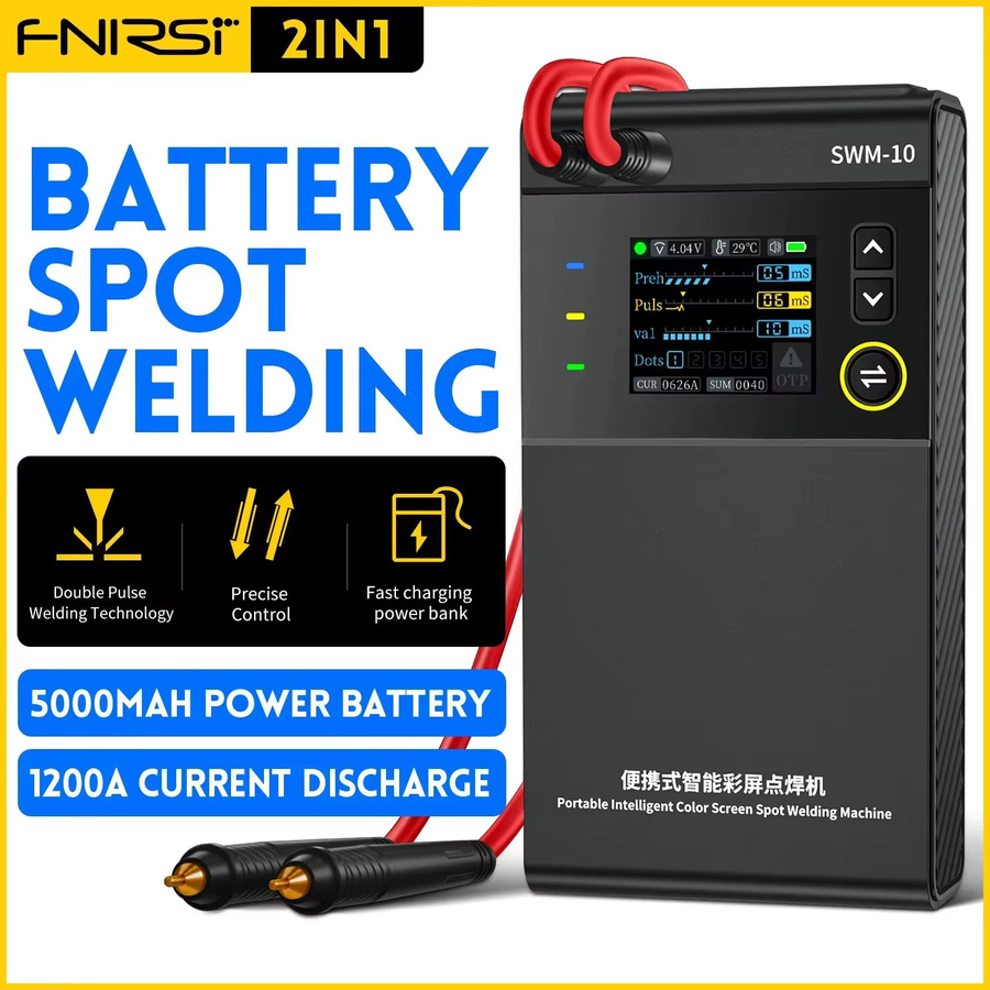 FNIRSI SWM-10 Tragbarer Akku-Punktschweißer mit TFT-Bildschirm in Schwarz, 5000mAh, für 18650 Akkus und bis zu 0,25mm Nickelblech - Bild 4