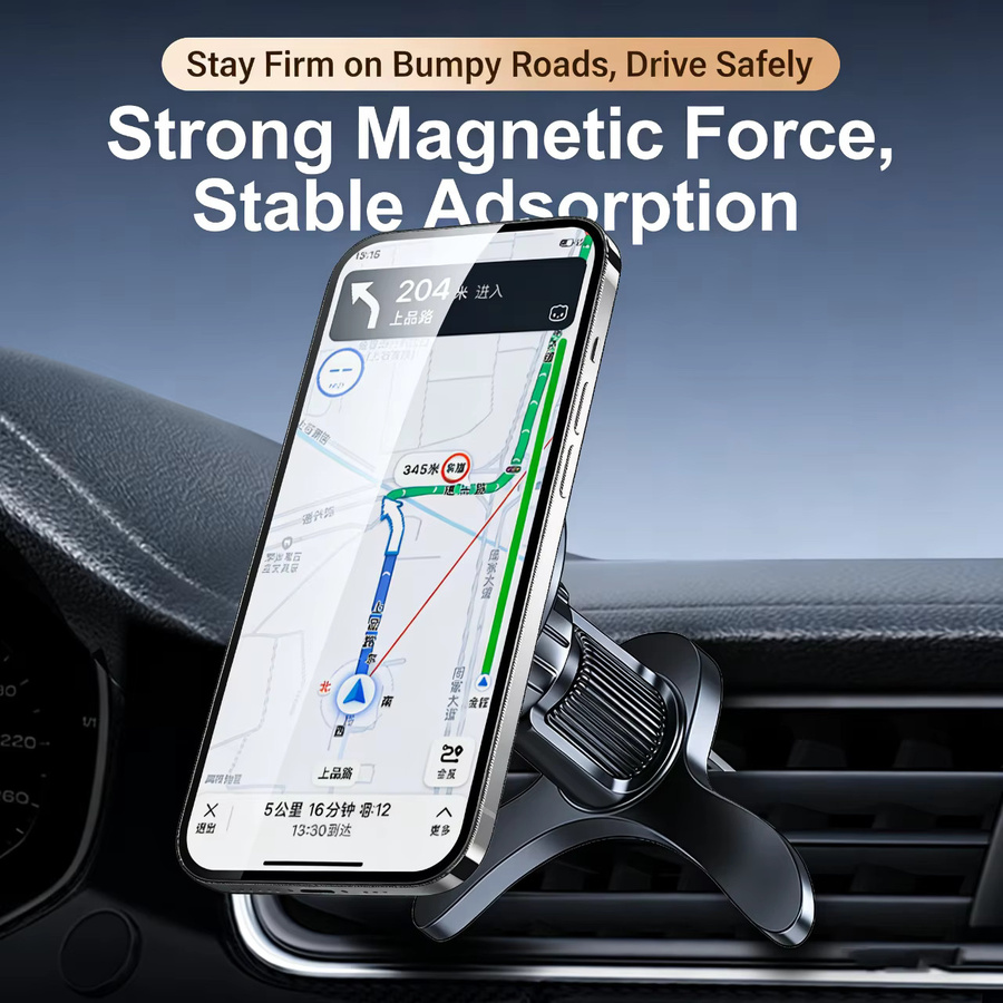 Yuefeichuan MagSafe Autohalterung für Lüftungsschlitze mit 17 N52 Magneten, 360 Grad drehbar, Schwarz, passend für iPhone 16-12 Serie und alle Smartphones mit Magnetring - Bild 3