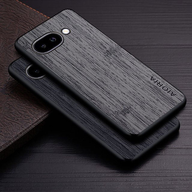 Luxus Handyhülle mit Bambus-Holzmuster für Google Pixel 9, 9 Pro, 9 Pro XL und 9a 5G in Schwarz - Bild 1
