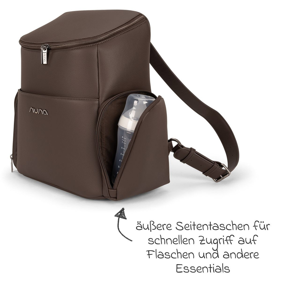 Nuna Wickelrucksack mit Wickelunterlage und Innen- sowie Außenfächern in Cocoa - Bild 6