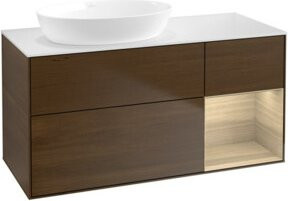 V&B Waschtischunterschrank Finion mit Wandbeleuchtung, Farbe: Weiß/Eiche, Breite: 120 cm, Tiefe: 50,1 cm, Höhe: 50,1 cm - Bild 1