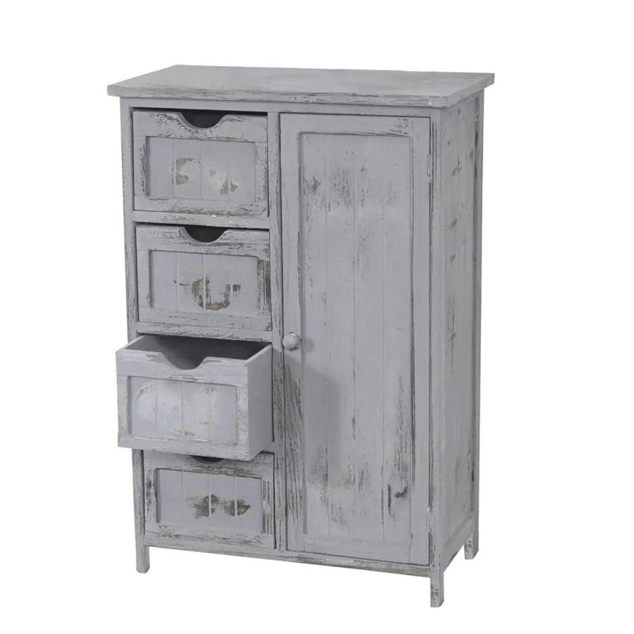 MCW Schubladenkommode MCW-D12 im Shabby-Look Vintage aus Paulowniaholz, Grau, B/T/H: 82 x 55 x 30 cm - Bild 2