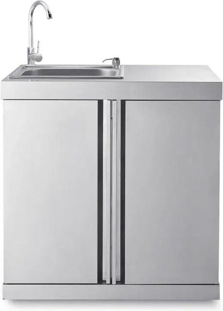 MyOutdoorKitchen Modul Stainless Collection mit Spülbecken und Aufbewahrungsschrank aus Edelstahl in Silber, B/T/H: 85,5 x 58,0 x 43,0 cm - Bild 1