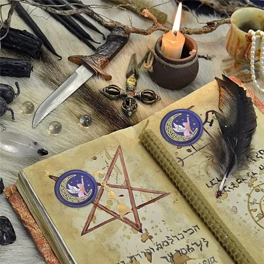 Katzenwachssiegel-Stempelset für Scrapbooking und Bastelbedarf mit Messing-Stempelkopf und Palisandergriff - Bild 3