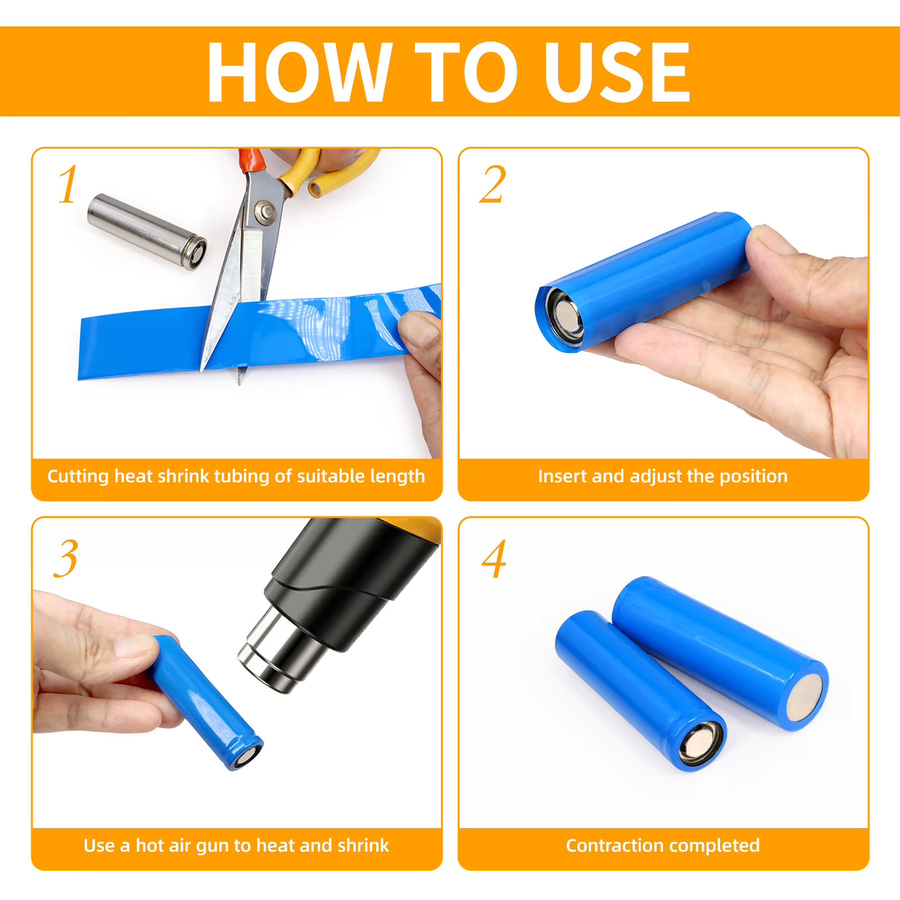 3M PVC-Schrumpfschlauch Blau, 23 mm Durchmesser, 500 mm Länge, Isolierende Schutzfolie für 18650 Lipo-Batteriepacks - Bild 3