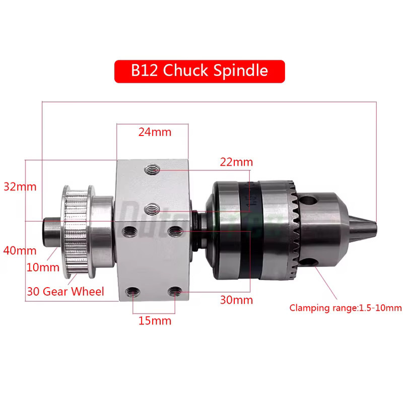 Elektrisches Bohrfutter Zubehör-Kit für JTO/B10/B12 Drehmaschinen in Silber zum Schleifen, Trimmen und für DIY-Montagen - Bild 3