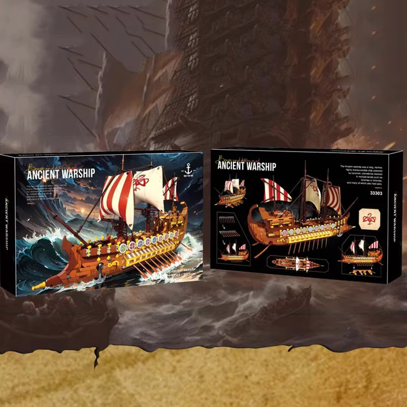 AMAZINGBLOKS Wikinger-Langschiff-Bausatz mit 2073 Teilen, Mehrfarbiges Kriegspiratenschiff-Modell aus Kunststoff als kreatives DIY-Spielzeug - Bild 4