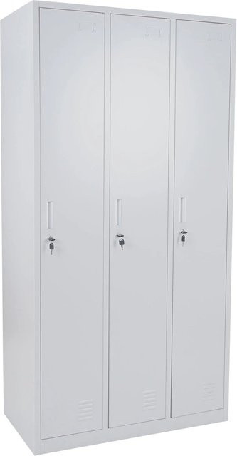 Proregal Schließfach Saturn Wertfachschrank aus Metall in Grau mit 3 Fächern, H x B x T: 180 x 90 x 50 cm - Bild 1