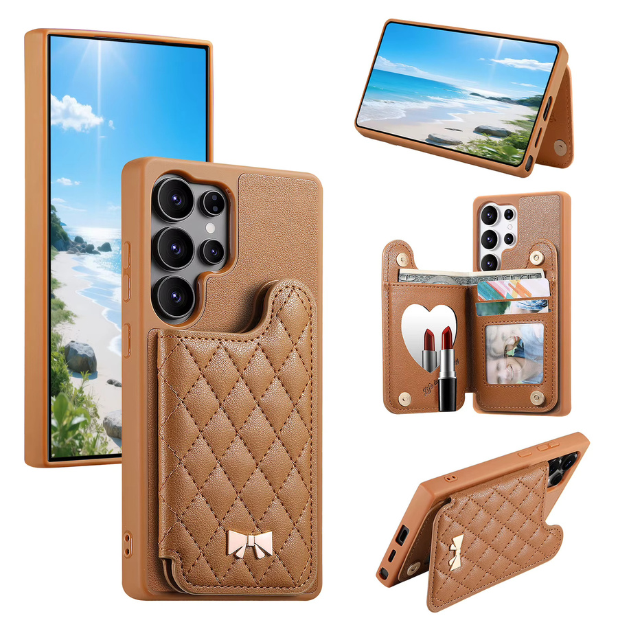 Leder-Handyhülle mit Kartensteckplatz und Flip-Funktion für Samsung Galaxy S25 Edge Ultra, S24 Plus, A56, A55, A54, A36, A35, A06, A15, A16, A25 5G in Braun - Bild 2